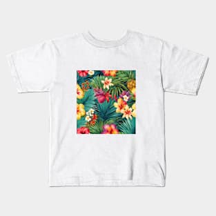 AI generated tropical flowers Kids T-Shirt